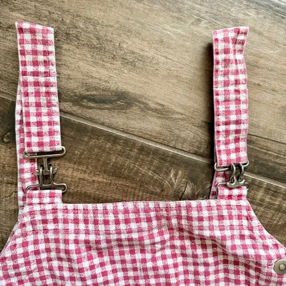 Xhilaration Vintage 90s Gingham Button Overall Pinafore Dress, Red White,11 - Picture 7 of 8